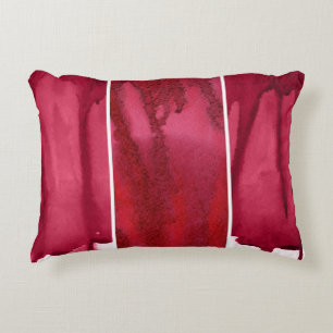 Set of red watercolor abstract hand painted accent pillow