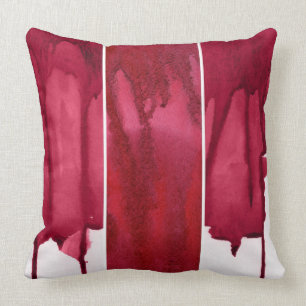 Set of red watercolor abstract hand painted throw pillow