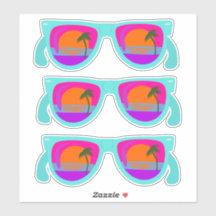 Set of Retro Neon Eighties Sunset Sunglasses