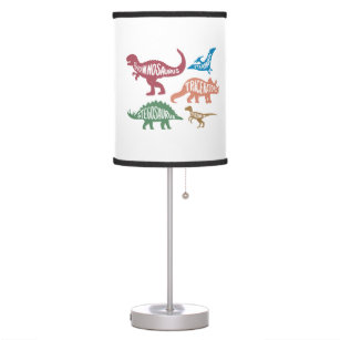 Set of silhouettes of different dinosaurs table lamp