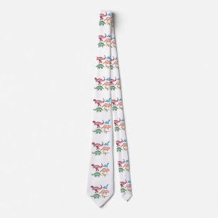 Set of silhouettes of different dinosaurs tie