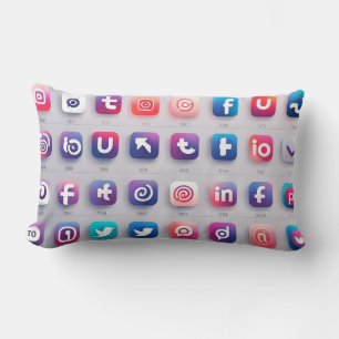 Set of social icons lumbar pillow
