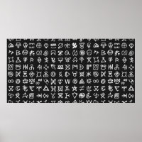 Set of symbols rune letters font. Ancient occult a