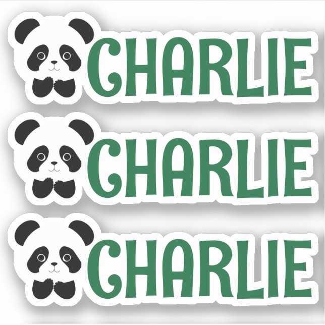 Set of Three Personalized Panda Name Labels (Front)