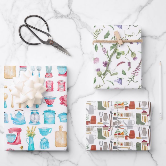 Set Of Three Sheets Wrapping Paper - Summer in One (Front)
