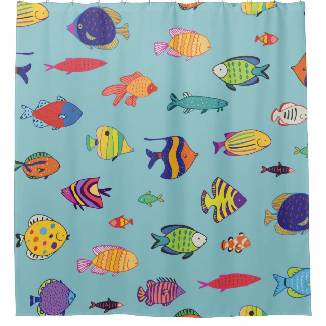Set of tropical fish. line seamless pattern (Front)