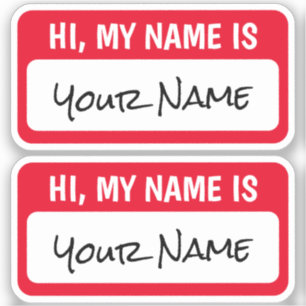 Set of Two Personalized Hi My Name Is Stickers