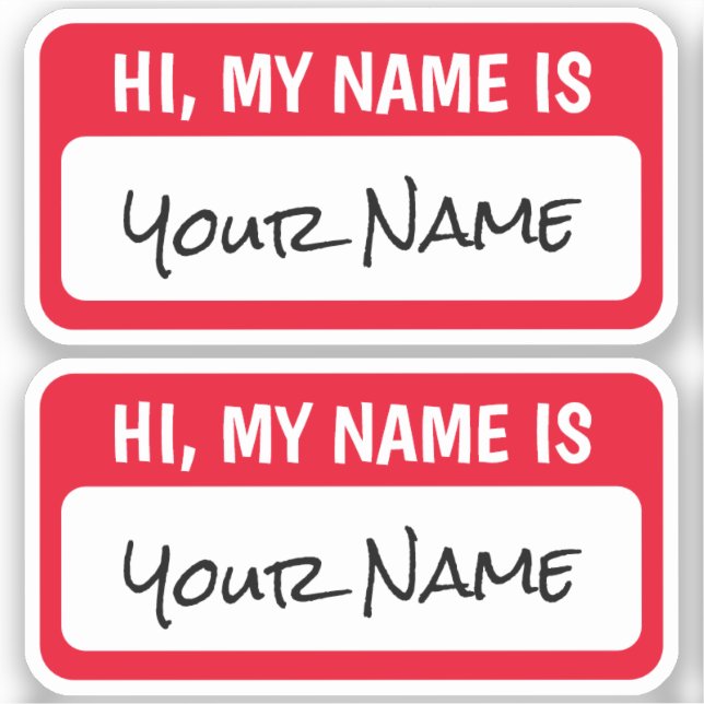 Set of Two Personalized Hi My Name Is Stickers (Front)