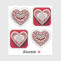 Set of Two Pink and White Heart