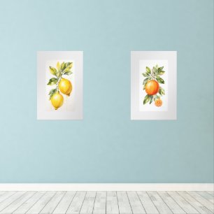 Set of Two Wall Art Watercolor Fruit Prints