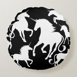 set of unicorns round pillow