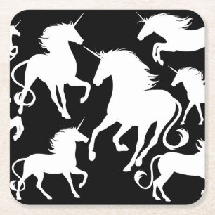 set of unicorns square paper coaster