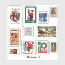 Set of vintage retro US Christmas Postage Stamps