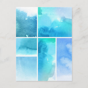 Set of watercolor abstract hand painted 2 postcard