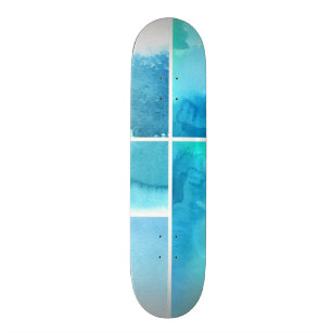 Set of watercolor abstract hand painted 2 skateboard