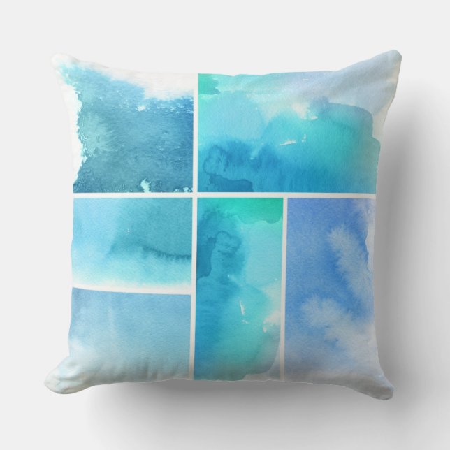 Set of watercolor abstract hand painted 2 throw pillow (Front)