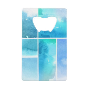 Set of watercolor abstract hand painted 2 wallet bottle opener