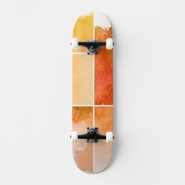 Set of watercolor abstract hand painted 4 skateboard (Front)