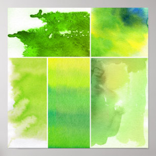 Set of watercolor abstract hand painted poster