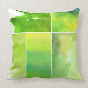 Set of watercolor abstract hand painted throw pillow