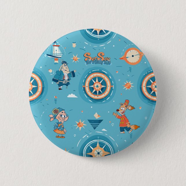 Set Sail for a Funny Tale wrap  2 Inch Round Button (Front)