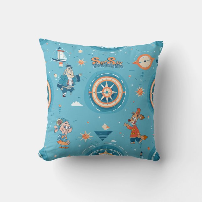 Set Sail for a Funny Tale wrap Throw Pillow (Front)