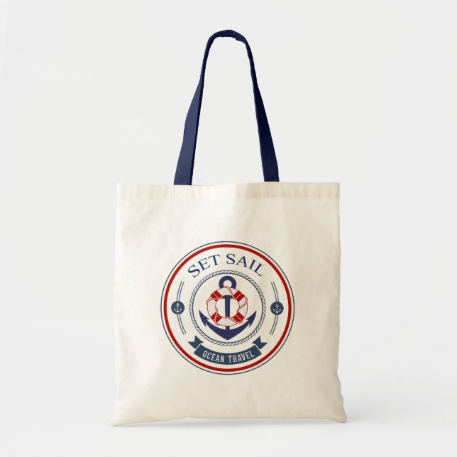 Set Sail Ocean Travel Nautical Tote Bag (Front)