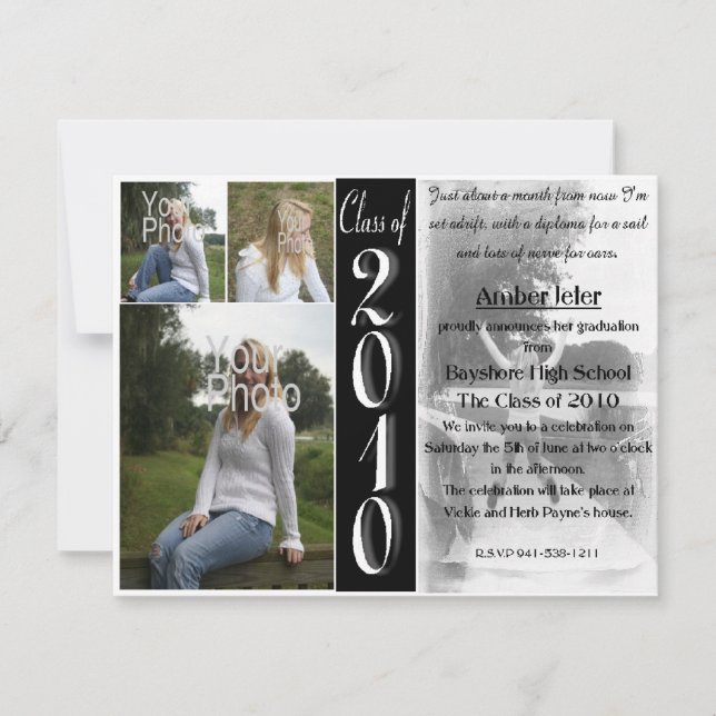 Set sail photo graduation invitation (Front)