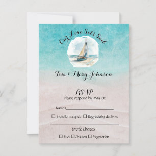 Set Sail Wedding RSVP  Postcard