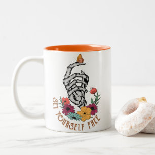 Set Your Self Free Skeleton Two-Tone Coffee Mug