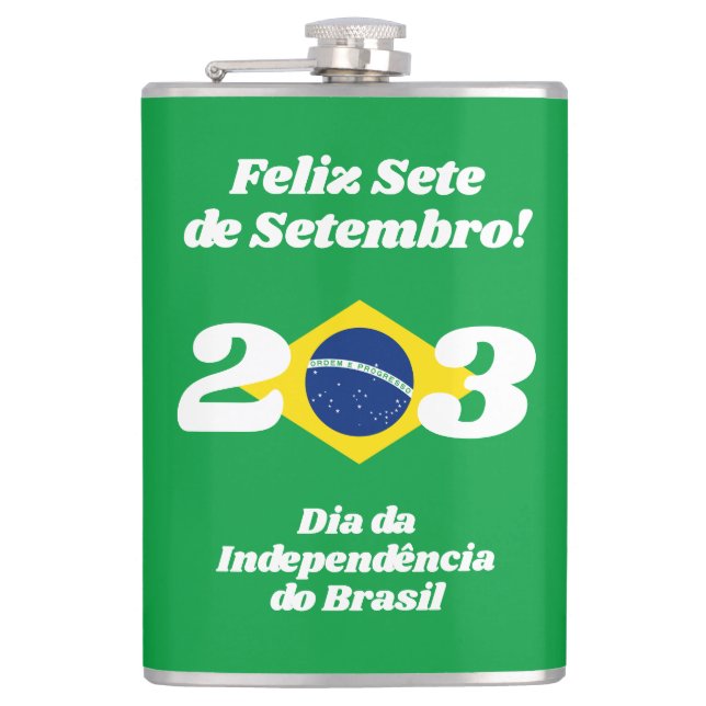 Sete de Setembro Independence Day Brazil Flag Hip Flask (Front)