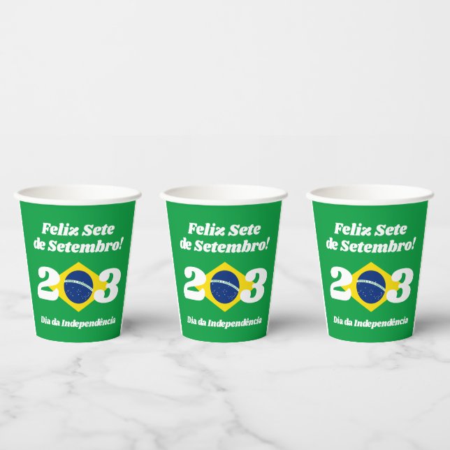 Sete de Setembro Independence Day Brazil Flag Paper Cups (Multi)