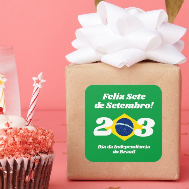 Sete de Setembro Independence Day Brazil Flag Square Sticker (Party)
