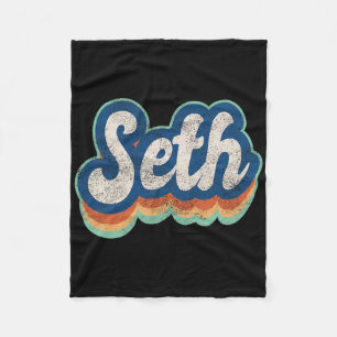 Seth First Name Boy Vintage Style 70s 80s Personal Fleece Blanket