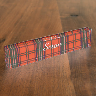 Seton clan Plaid Scottish tartan Nameplate