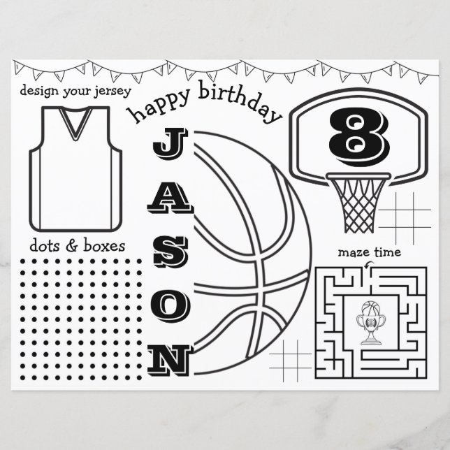 sets de table de basket, feuille d'activité de bas (Devant)