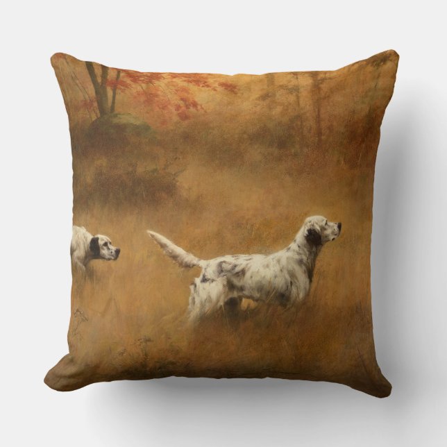 Setters in a Field by Percival Leonard Rosseau Throw Pillow (Front)