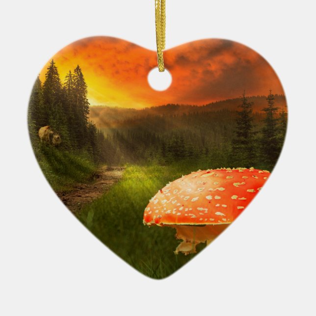 Setting Autumn Sun. Ceramic Ornament (Front)