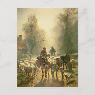 Setting off For Market Postcard