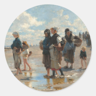 Setting Out to Fish by John Singer Sargent Classic Round Sticker