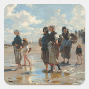 Setting Out to Fish by John Singer Sargent Square Sticker