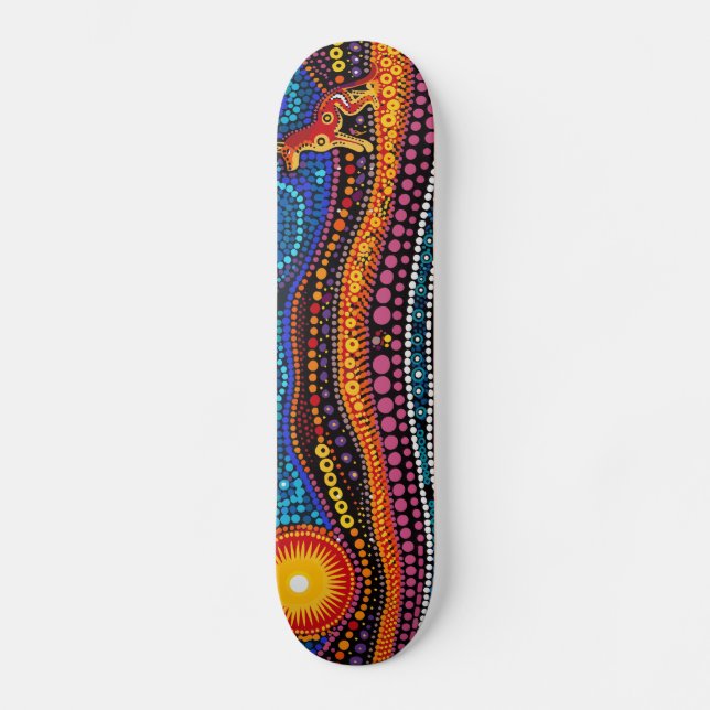 Setting Sun - Aboriginal Style - Skateboard Deck (Front)