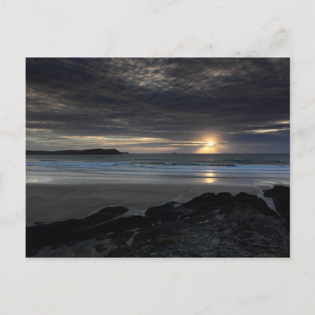 Setting sun at Polzeath Postcard (Front)