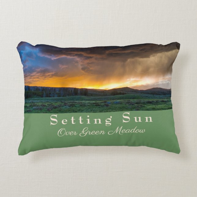 Setting Sun over Green Meadow   Accent Pillow (Front)