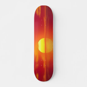 Setting Sun over Orange Sea Calm Ocean  Skateboard