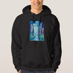 Setting Sun Over River Running Through Futuristic  Hoodie