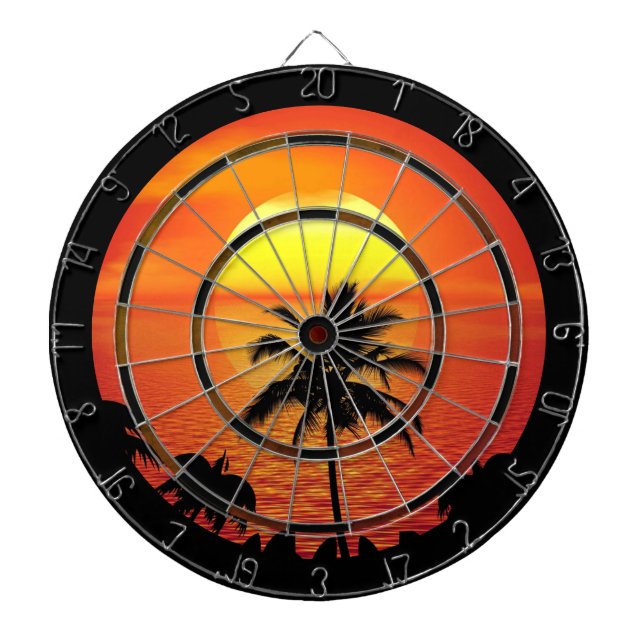 Setting Sun Red Tropics Beach Regulation Dartboard (Front)