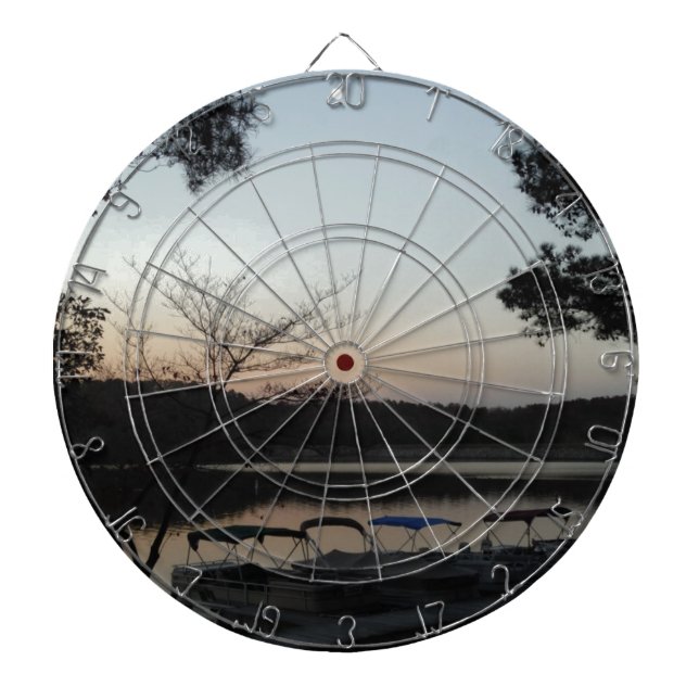 Setting Sun, Rising Moon  over  Lake Arrowhead Dartboard (Front)