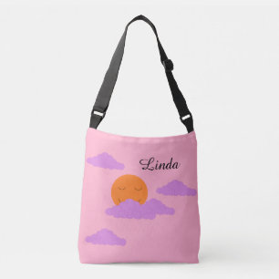 Setting Sun with Clouds:  Carnation Pink  Crossbody Bag