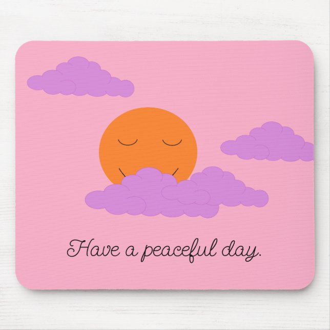 Setting Sun with Clouds: Carnation Pink Mouse Pad (Front)